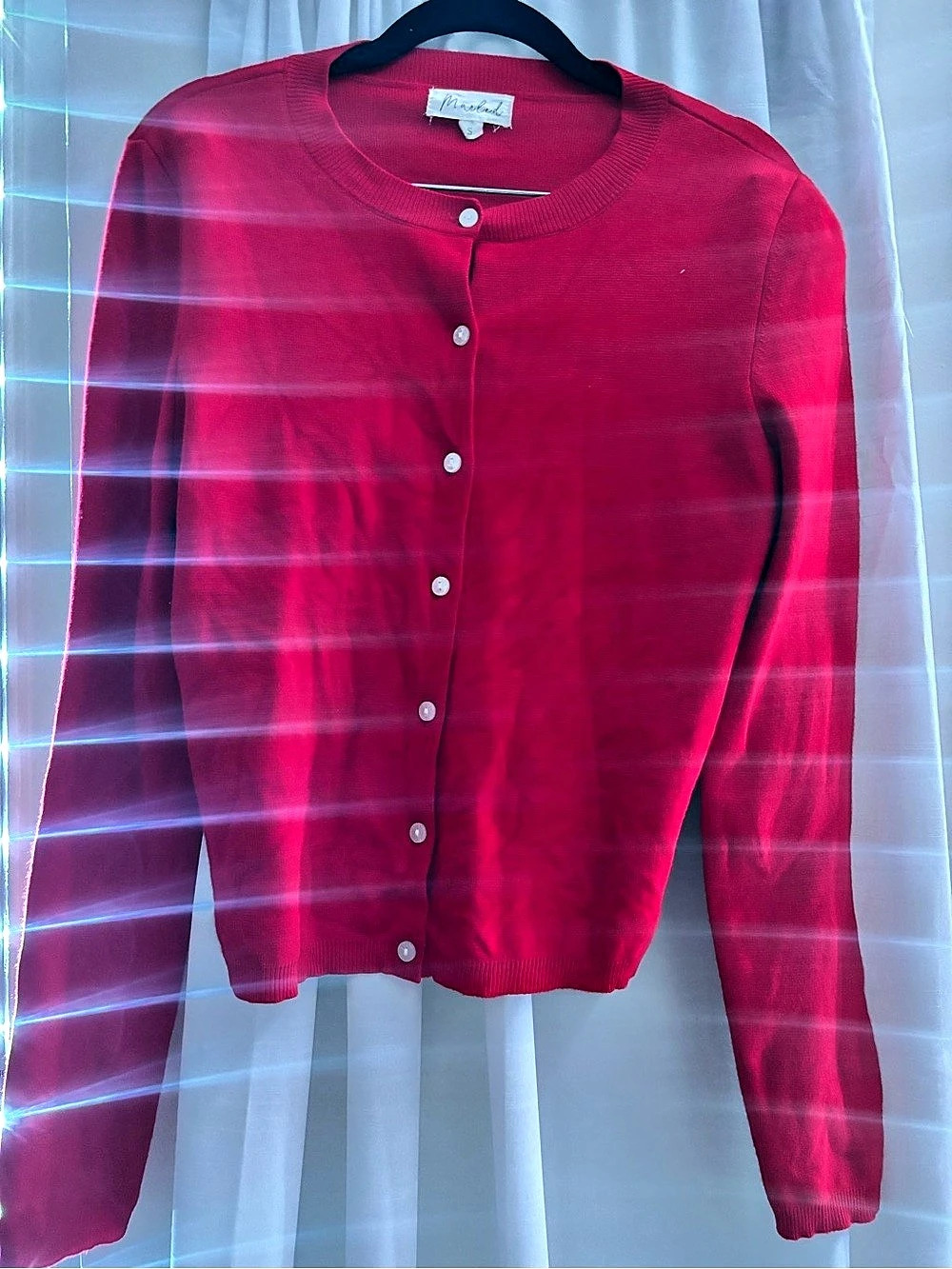 Marled Women'Small Red Button-Front Cardigan Small